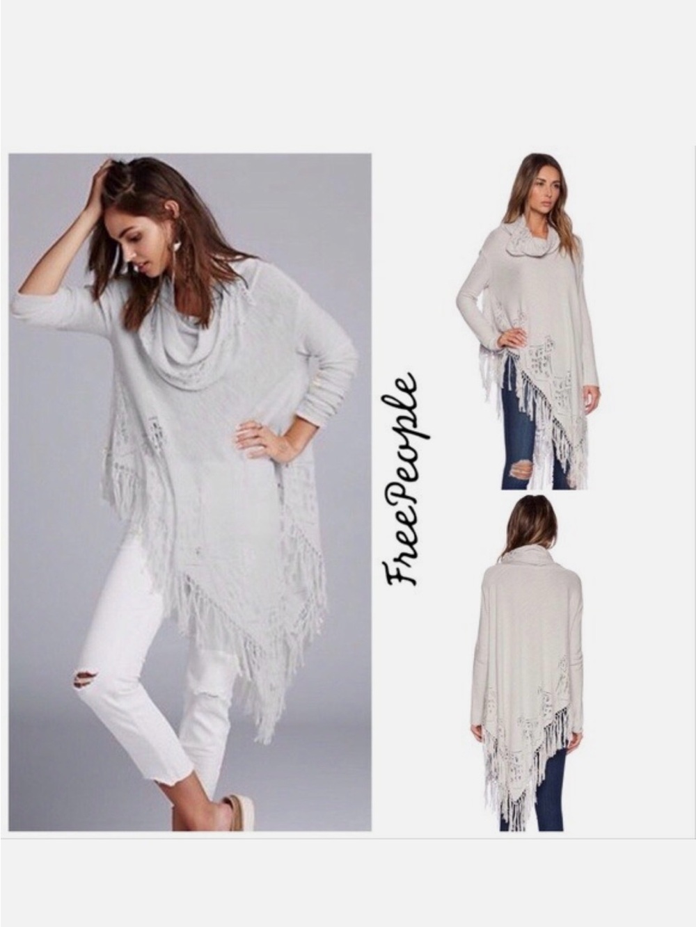 Free People Temptress Fringe Cowl Poncho